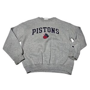Champion Detroit Pistons Gray Crewneck Sweatshirt‎ NBA Logo Youth M